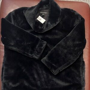 Banana Republic Black Faux Fur Top NWT
